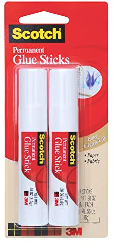 3M Scotch 6008 Permanent Glue Stick: 0.28 Ounce -*2-pack (White) -2-pack