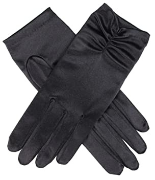 Dents Women's Ruched Satin Gloves BLACK ONE