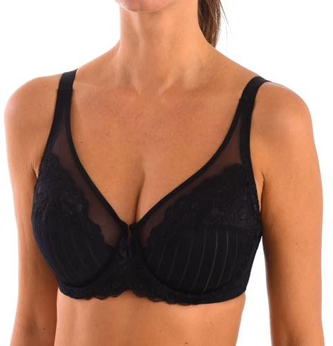 Selene, Reggiseno Contenitivo Donna in Pizzo, con Ferretto e Senza Imbottitura, Collezione Mariluz, Colore Nero, Taglia 8D