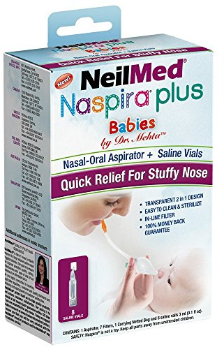NeilMed Pharmaceuticals - Naspira Plus aspiratore nasale-orale + fiale saline per neonati