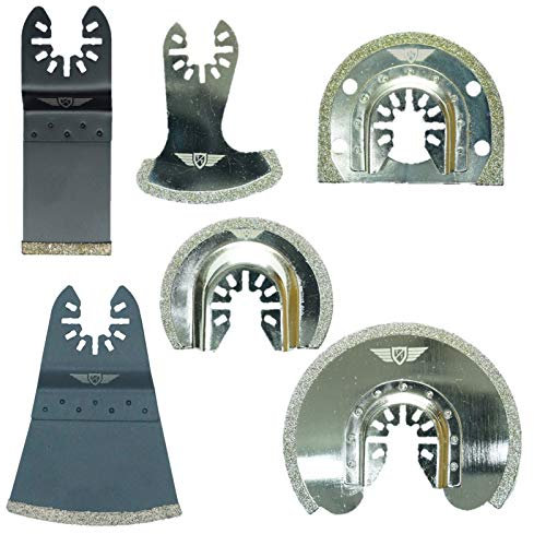 6 x TopsTools FAKD6 Fast Fit Diamond Grout Blades Compatible with Dewalt Stanley Black and Decker Bosch Fein (Non-StarLock) Makita Milwaukee Hitachi Parkside Ryobi Worx Workzone Multitool Accessories