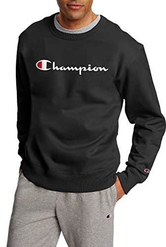 Champion Equipaggio in Pile Powerblend Grafico Maglia di Tuta, Nero-y06794, S Uomo