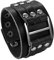 JewelryWe Schmuck Herren Armband, Punk Rock Biker Nieten Rivet breit Leder Echtleder Armband Armreif Manschette verstellbaren 6.5-8.5 Zoll, schwarz