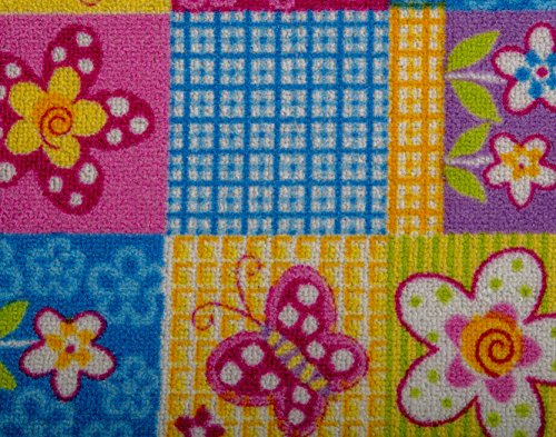 Misento Teppichboden mit Schmetterlingsmotiv für Kinderzimmer, 450 x 400 cm, pink – dekorativer Bodenbelag, in weiteren Farben und Größen erhältlich