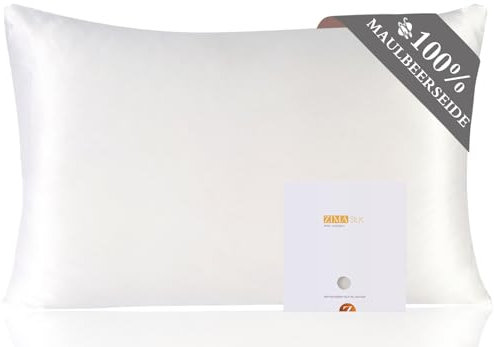 ZIMASILK Kissenbezug aus 100% Seide für Haare und Haut. Doppelseitige 19 Momme Reine Maulbeerseide Kissenhülle mit Reißverschluss, 1 Stück. (40x80 cm, Weiß)