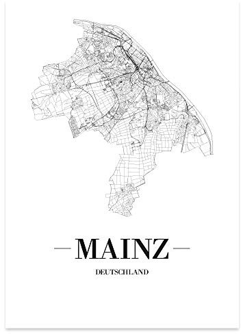 JUNIWORDS Stadtposter - Wähle Deine Stadt - Mainz - 40 x 60 cm Poster - Schrift A - Weiß