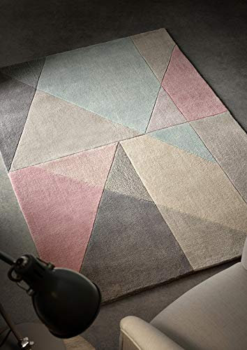 Rugs Direct Origin Trio Pink/Grey Rug, 100% POLYESTER, 160 x 230