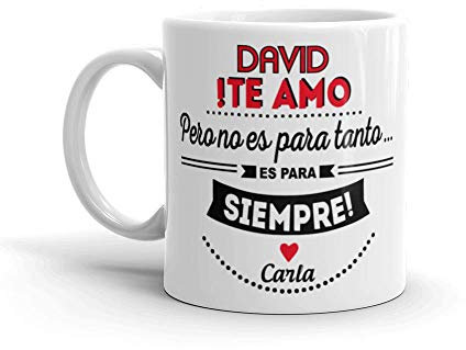 Kembilove Taza de Café Pareja – Taza de Desayuno Te Amo Siempre Rojo con nombre Personalizado – Taza de Café y Té para Enamorados – Taza de Cerámica Impresa – Tazas para Parejas de 350 ml San Valentín