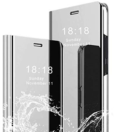 Wuzixi Coque pour Xiaomi Redmi 9C (NFC). Smart Case, Miroir de placage, Miroir Housse Coque Etui à Rabat, Housse Étui pour Xiaomi Redmi 9C (NFC).Argent