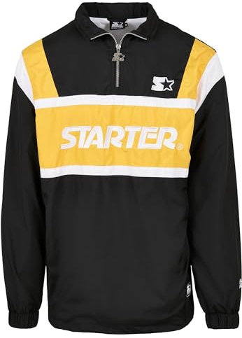 STARTER BLACK LABEL Herren Starter Half Zip Retro Jacket Black/golden/White, XXL