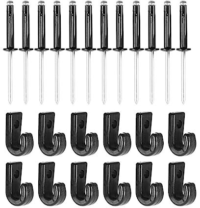 ULTECHNOVO Three-Grip Rivets J-Hook Rivets Set, Nylon Bungee Binding Impact Rope Kayak Bungee Hook J-Hook for Kayak Canoe Paddle Board