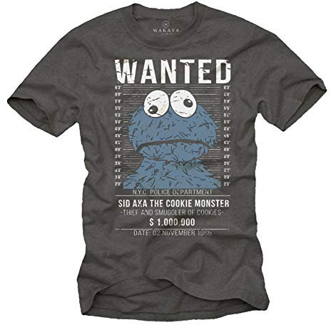 Wanted Monster Tee Shirt Cookies Gris M