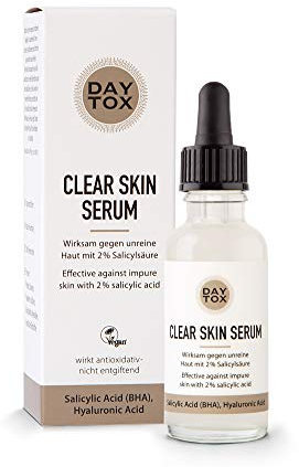 Gesichtsserum Anti Pickel mit 2% Salicylsäure (BHA) für porentief reine Haut – Vegan, Ohne Silikone, Made in Germany, DAYTOX – Clear Skin Serum - 30 ml