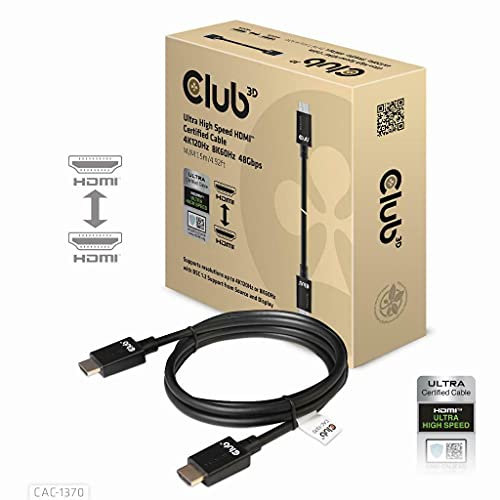 Club 3D Ultra High Speed HDMI™ 4K120Hz, 8K60Hz Kabel 48Gbps St./St. 1,5m, CAC-1370