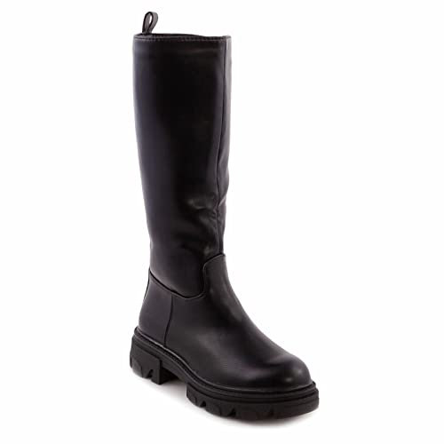 Toocool Stivali Donna carrarmato Biker Boots Anfibi Casual Scarpe U9X90037-3 [39,Nero]
