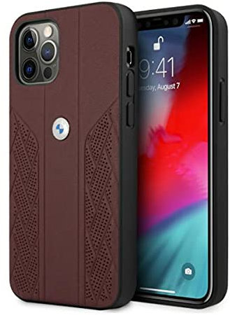 BMW BMHCP12LRSPPR Hülle für iPhone 12 Pro Max 6,7 rot Leather Curve Perforate
