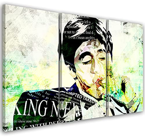 Feeby 3-teilig Vlies Leinwandbild XXL 120x80 cm Al Pacino Porträt Abstraktion Scarface Wandbild Kunst Bilder Schlafzimmer Deko Wohnzimmer Schauspieler Popkultur Der Pate Grün