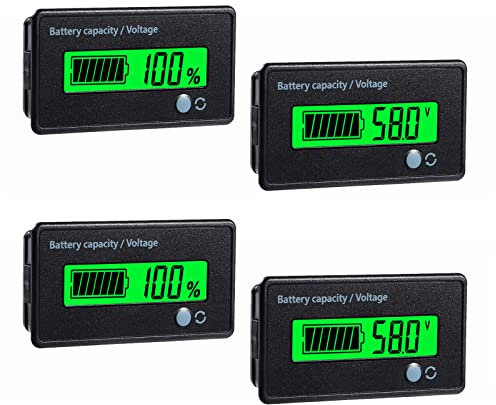 AEDIKO 2pcs LCD Battery Capacity Monitor Gauge Meter Lithium Battery Capacity Tester Voltage Meter Monitor Blue Backlit for Vehicle Battery Green