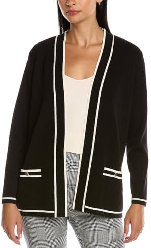 Anne Klein Damen Malibu Spitze Strickjacke, Anthrazit/Amethyst, Mittel