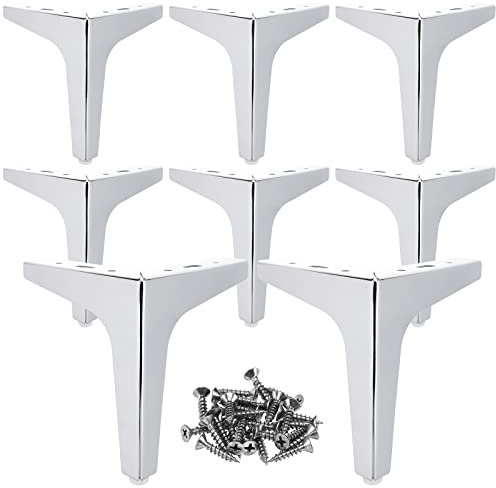 MIVIDE 8pcs Pieds de Meubles Argent, 15cm Pieds de Canapé Métal, Charge Jusqu'à 800kg, Pied de Meuble Argent Triangulaire pour Canapé, Table, Lit, Armoire (avec 40 Vis)