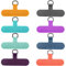8 Pack Phone Tether Tabs, Universal Cell Phone Lanyard Fabric Canvas Patch Pad Sticker Anti-Lost Attachment Hanging Metal Ring Replacement for Smartphone Mobile Safety Wrist Neck Strap, Bright Colors