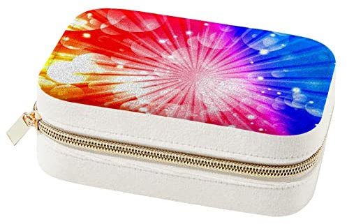 WOSHJIUK Schmuckschatulle Reise Schmuckschatulle,Bunter Regenbogen-Sonnenschein,Schmuck Organizer Kleine Schmuckschatullen für Frauen