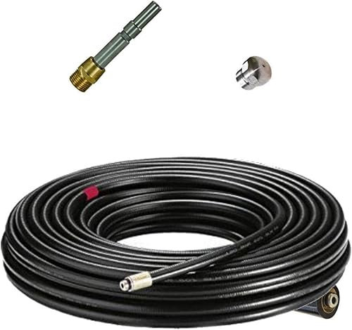 Rohrreinigungsschlauch Set 3-Teilig für Nilfisk ALTO Profi Hochdruckreiniger KW und andere – Anschluss M22 x 1,5 AG für KEW, WAP, Alto, Nilfisk & Kränzle + Rohrreinigungsdüse (25 Meter)
