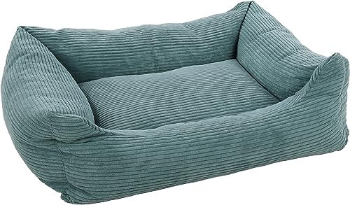 Rechteckiges Velutto-Körbchen Blau – 100 x 80 cm, ideal für mittelgroße bis große Hunde wie Border Collie, Cocker Spaniel, Basset Hound und Welsh Corgi, luxuriöser Komfort und Premium-Qualität