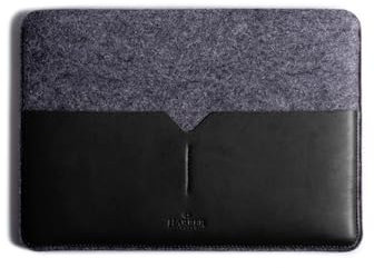 Harber London - Classic - Leather and felt Laptop Sleeve (Macbook Pro 14 (2021-2023) | Black Colour | Handcrafted with Durable, Eco-Certified Materials
