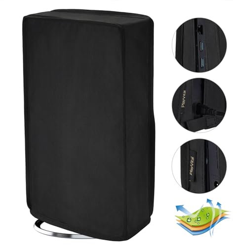 PlayVital Cubierta Antipolvo Vertical para ps5 Slim Disc Edición(el Nuevo diseño más pequeño) Protector de Nailon a Prueba de Polvo Funda Impermeable para ps5 Slim Consola Accesorios(Negro)