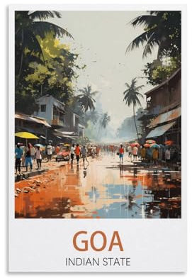 Goa Indian State Vintage-Reiseposter, 50 x 75 cm, Leinwand, Wandkunst, Poster für Wohnzimmer, Dekoration, Gemälde für Heimdekoration