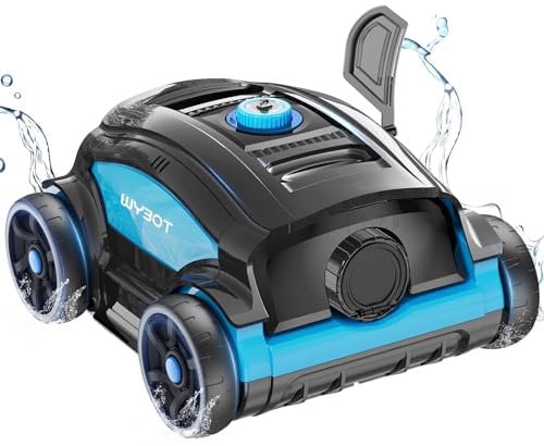 WINNY POOL CLEANER WY1103 Robot Piscine, Aspirateur Piscine sans Fil avec Batterie, 120 Min Autonomie, Double Moteur, LED, Filtre 180μm, Stationnement Auto, Piscines Hors-Sol 120m²(Noir-Bleu B)