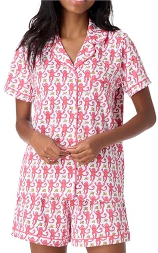 Zelbuck Damen-Pyjama-Set, trendig, 2-teilig, Knopfleiste, Affe, Häschen, Shorts, Y2K, Roller-Dupes, Kaninchen, adretter Loungewear, Rosa, XXS