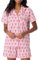 Zelbuck Damen-Pyjama-Set, trendig, 2-teilig, Knopfleiste, Affe, Häschen, Shorts, Y2K, Roller-Dupes, Kaninchen, adretter Loungewear, Rosa, XXS