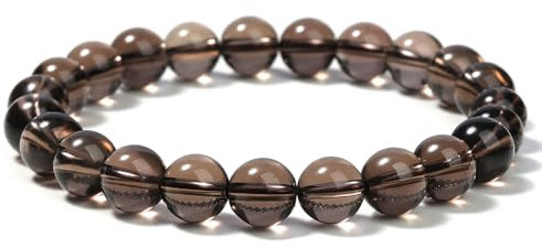 Landorilo Handmade Echte Naturstein Perlen Heilsteine Armband Damen Herren, 8MM Runde Edelsteine Yoga Armbänder, Glücksarmband, Kreative Schmuck Geschenke(Rauchquarz)