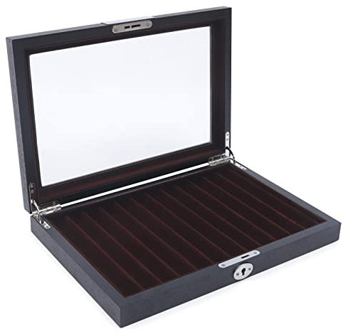 PINYELIN Füllfederhalter Vitrine Aufbewahrung Stift Sammler für Füller Stifte Kugelschreiber Display Box, Schwarz 12 Stifte