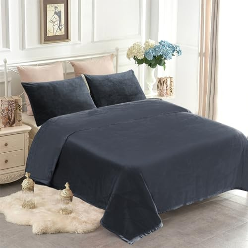 JYK Fleecedecke aus koreanischem Nerzimitat, 1,6 kg, 1-lagig, extra weich, leicht, Flanelldecke, atmungsaktiv, flauschig, gemütlich, Queen-Size-Decke für Couch, Sofa, Bett, Camping, 200 x 220 cm