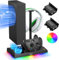FYOUNG Upgrade RGB Kühllüfter Stand für Xbox Series S Konsole mit 15 Buntem Licht, Dual Controller Ladestation Kühler Base System für Xbox Series S Zubehör (schwarz)