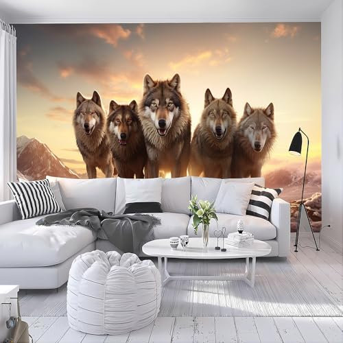 Wandbilder, Motiv: laufende Wölfe, selbstklebend, entfernbar, zum Abziehen und Aufkleben, für Schlafzimmer, Büro, Badezimmer