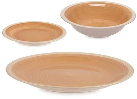 San Ignacio Set de 18 pièces de vaisselle en grès beige bord collection VESSIA