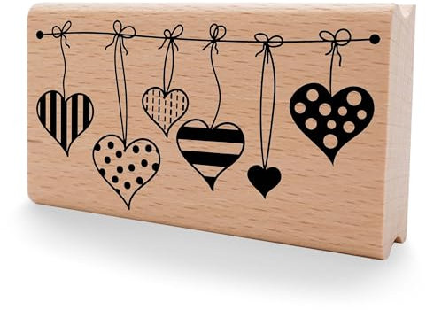 NEWSTAMPS Stempel Herzen-Girlande Motivstempel aus Holz & Gummi zum Karten und Geschenke basteln, Holzstempel für Liebe, Scrapbook, Textilstempel, Deko, Freunde