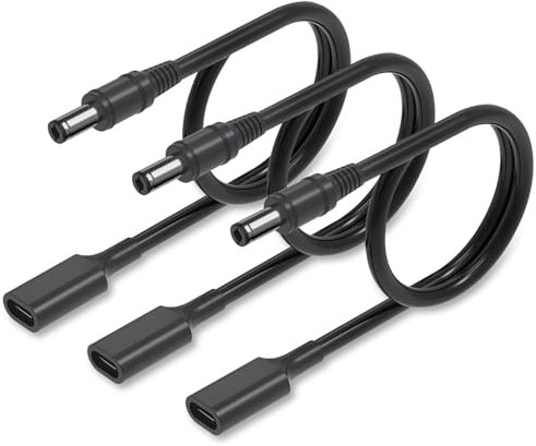 3 adaptadores USB C a DC 5,5 x 2,1 mm, 5 V tipo C hembra a CC, cable de alimentación de entrada para mini ventilador, tira LED, caja de disco duro, sistema de telefonía doméstica, 3 unidades