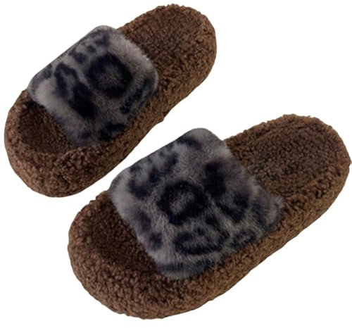 Generisch Flauschige Hausschuhe Damen Lustige Hausschuhe Warme Hausschuhe, weich und bequem, halten Ihre Füße im Winter warm. Lustige Hausschuhe Damen Hausschuhe Lammfell (Black, 39)