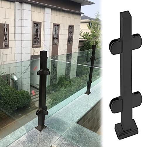 TYYCKJ Balustradenpfosten aus schwarzem Glas aus Edelstahl 304 für Innen- und Außenterrassen, Treppen, Zaunelemente, Sicherheitshandlauf-Verbindungssystem, mittlere Pfostenhöhe 90 cm