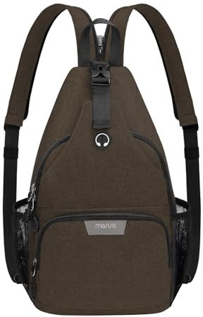 MOSISO Sling Rucksack Reisen Wandern Tagesrucksack, Crossbody Cabrio Sling Bag mit Fronttasche Eine Schulter Chest Bag, Carob Braun