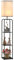 HOMCOM Lampadaire sur pied salon, lampe salon moderne, lampadaire avec étagères, abat-jour en tissu, interrupteur à chaînette pour chambre à coucher, bureau, ampoule non incluse, noir