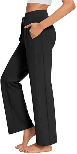 PINSPARK Jogginghose Damen Weites Bein Trainingshose mit Elastischem Bund Yogahose Fitness Sweathose Baggy Freizeithose High Waist Sporthose für für Jogging Sport Schwarz XXL