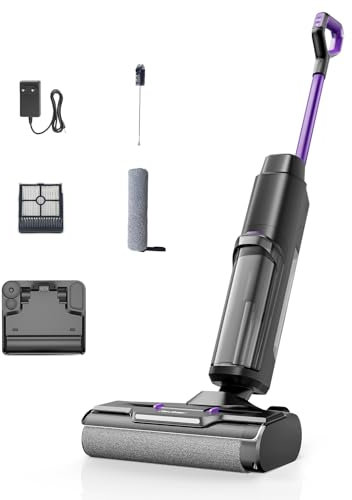 W15 Aspirapolvere Lavapavimenti, 3 in 1 Aspirapolvere Senza Fili Intelligente, 45Min, Autopulente, 65dB, Avanzamento Automatico, Pulizia dei Bordi, Potente Aspirazione per Rifiuti Secchi e Umidi