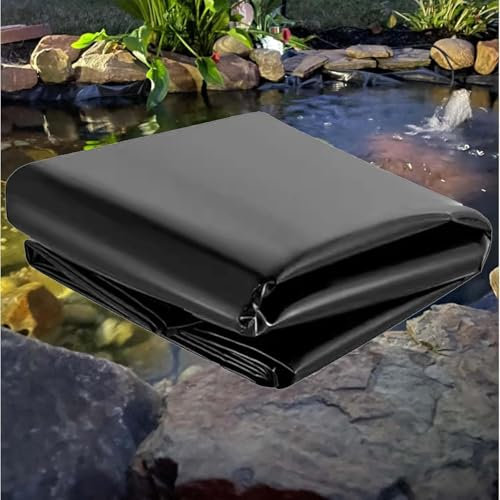 Waterproof Black Fish Pond Liner, Heavy Duty Membrane for Streams, Fountains and Water Gardens, Heavy Duty Material, Ideal for Pond Building,6x8m
