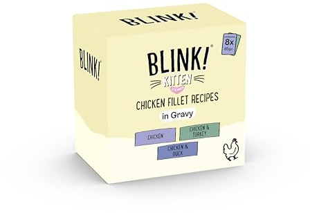 Blink! Complete Wet Kitten Food Chicken Fillet Recipes in Gravy 85g (Pack of 8) - Chicken, Duck & Turkey